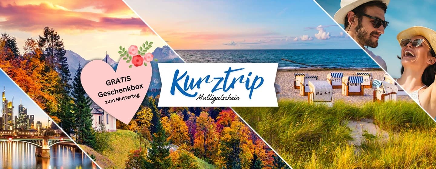 Kurztrip Multigutschein - 1 Nacht für 2 Personen inkl. Frühstück inkl. Geschenkbox