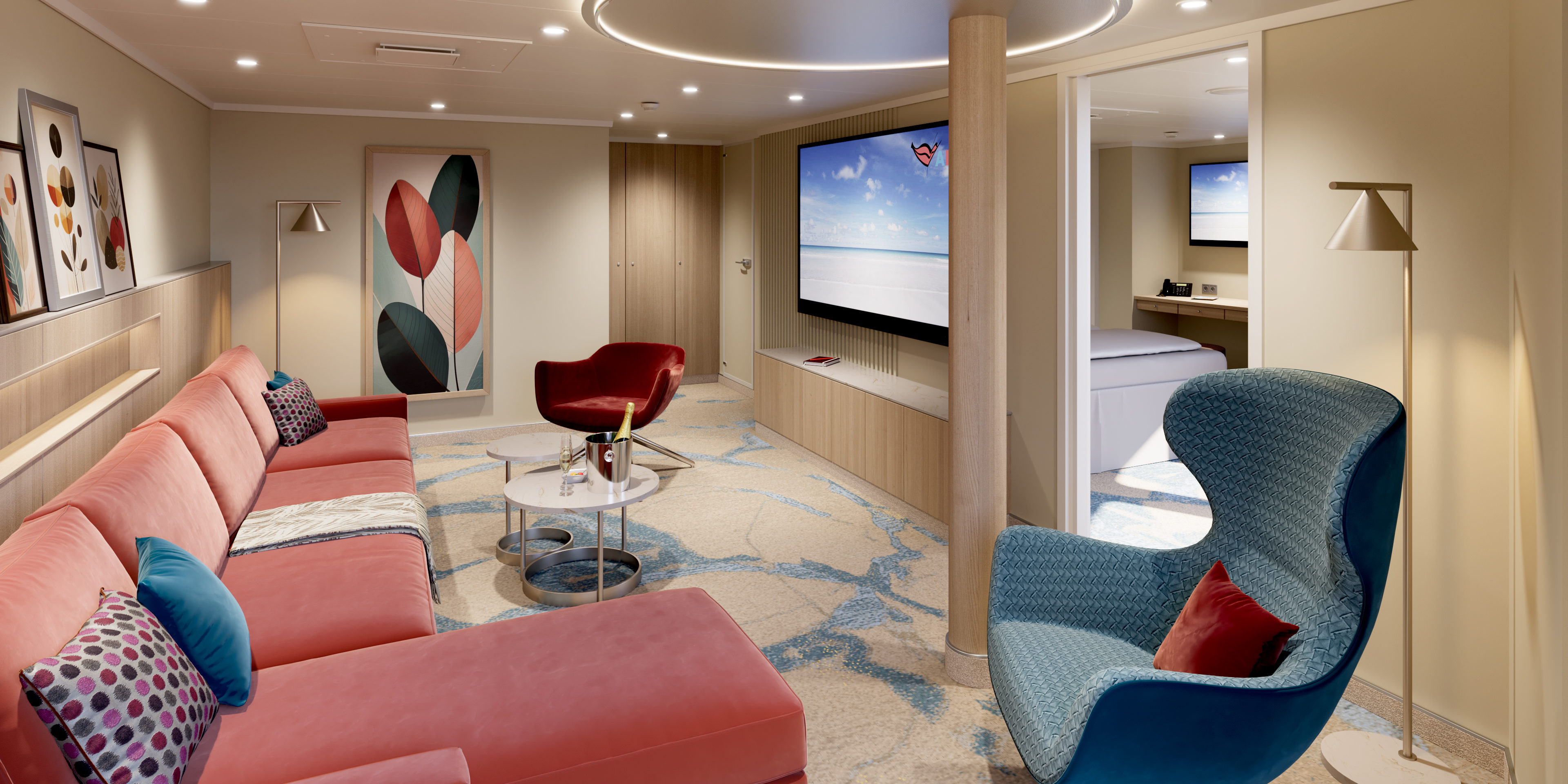 Blick in eine Suite. (Animation: AIDA Cruises)